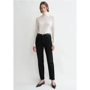 Toteme Classic Cut Straight Cropped Jeans in Faded Black 24